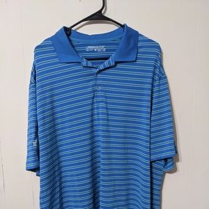 Blue and light blue striped men's polo